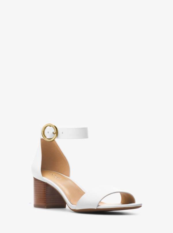 Damske Sandále Michael Kors Lena Leather Biele - Topanky Michael Kors Nejlevnejsi | JVSQD-8074